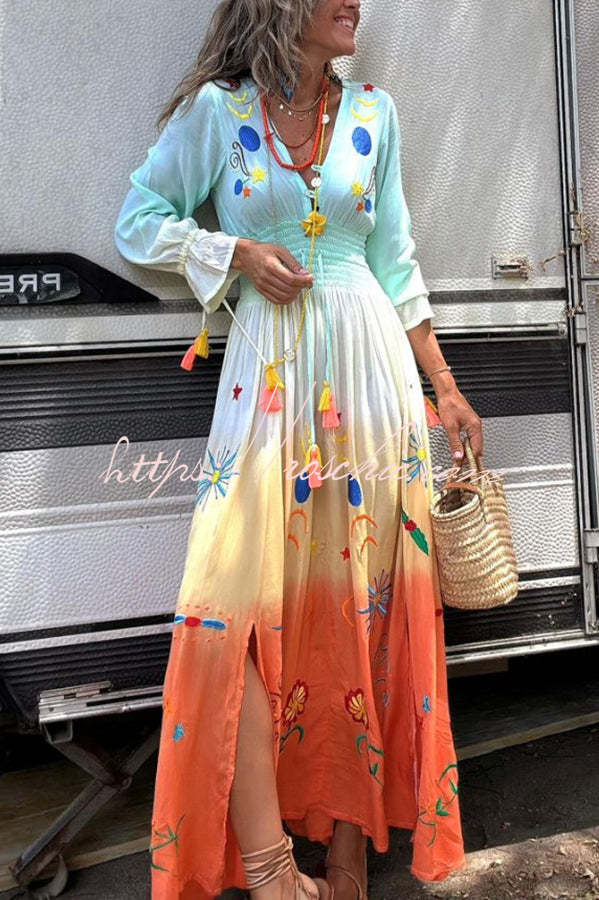 SIENNA – SUNSET OMBRE FLORAL MAXI DRESS 🌅✨