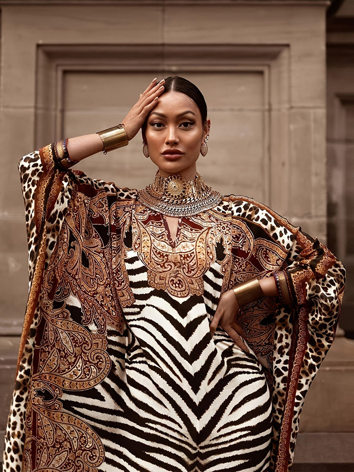 ZARA – BOLD ANIMAL PRINT KAFTAN DRESS 🐾✨