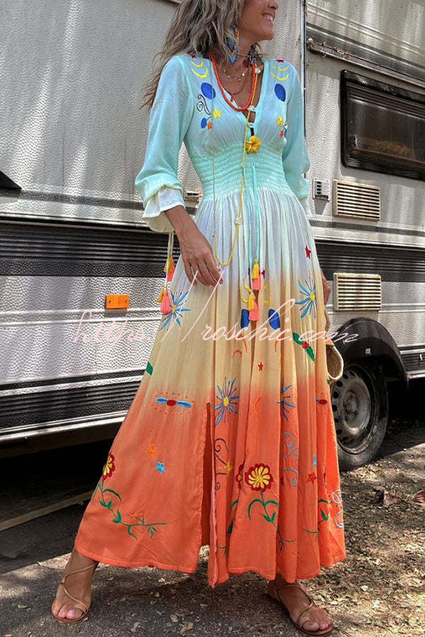 SIENNA – SUNSET OMBRE FLORAL MAXI DRESS 🌅✨