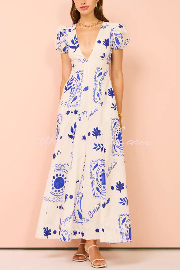 SOPHIA – ELEGANT BLUE FLORAL MAXI DRESS 🌸✨