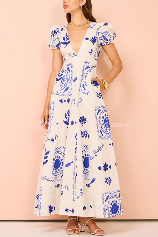 SOPHIA – ELEGANT BLUE FLORAL MAXI DRESS 🌸✨