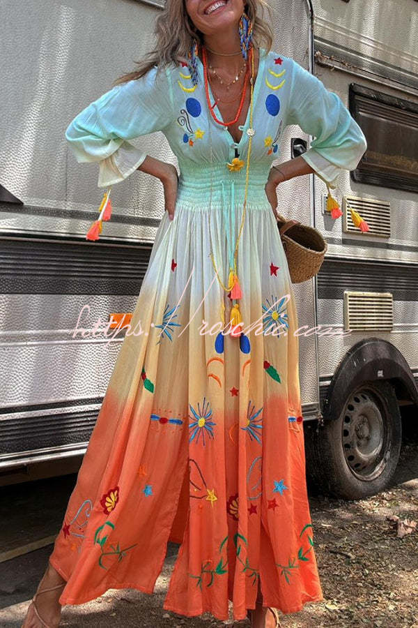 SIENNA – SUNSET OMBRE FLORAL MAXI DRESS 🌅✨