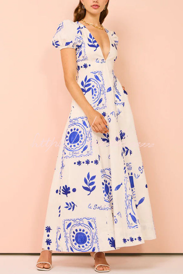 SOPHIA – ELEGANT BLUE FLORAL MAXI DRESS 🌸✨