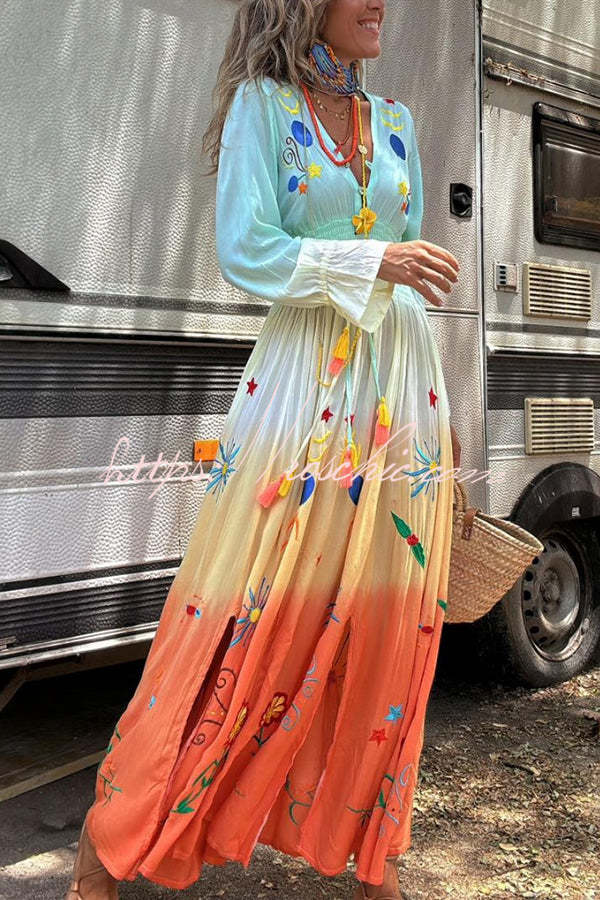 SIENNA – SUNSET OMBRE FLORAL MAXI DRESS 🌅✨