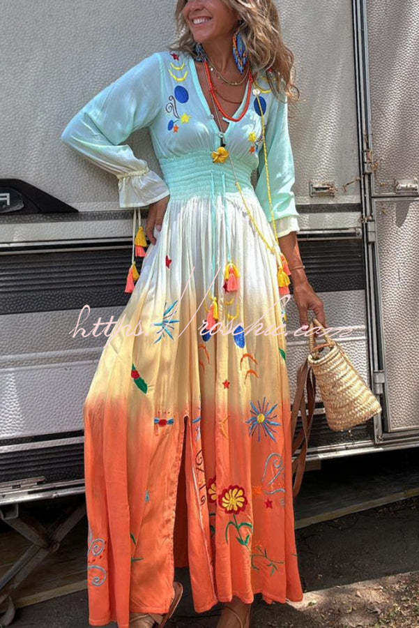 SIENNA – SUNSET OMBRE FLORAL MAXI DRESS 🌅✨