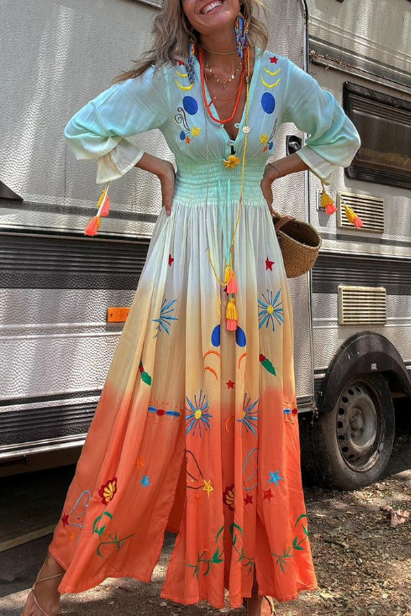 SIENNA – SUNSET OMBRE FLORAL MAXI DRESS 🌅✨