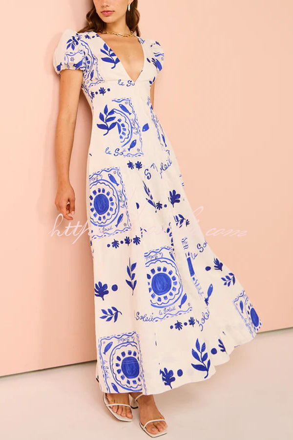 SOPHIA – ELEGANT BLUE FLORAL MAXI DRESS 🌸✨