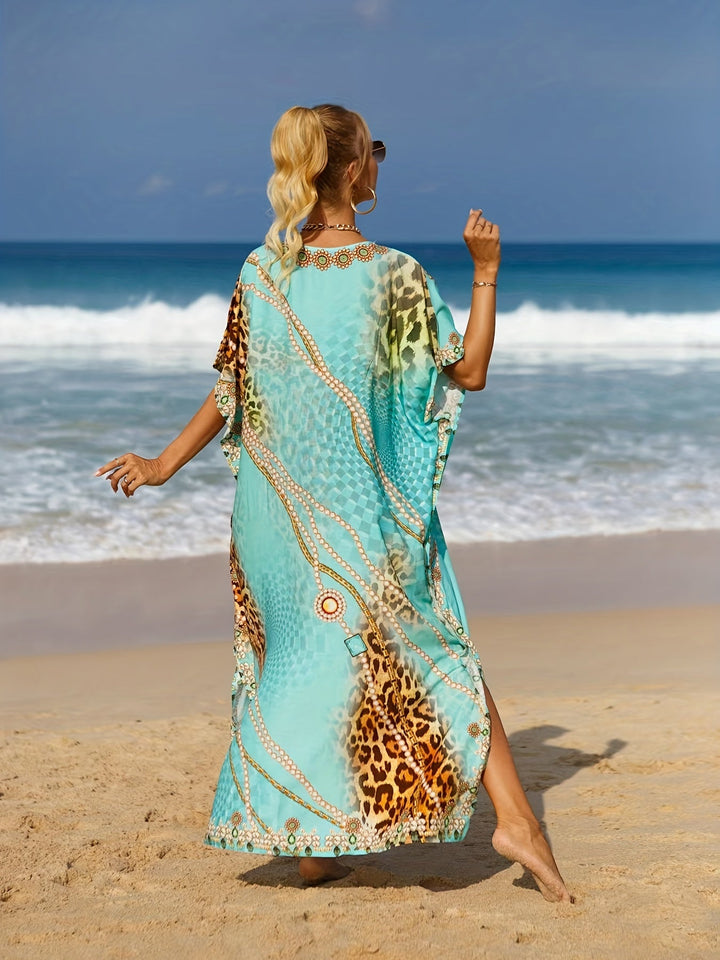 SERENA – VIBRANT TURQUOISE BEACH KAFTAN 🌴✨