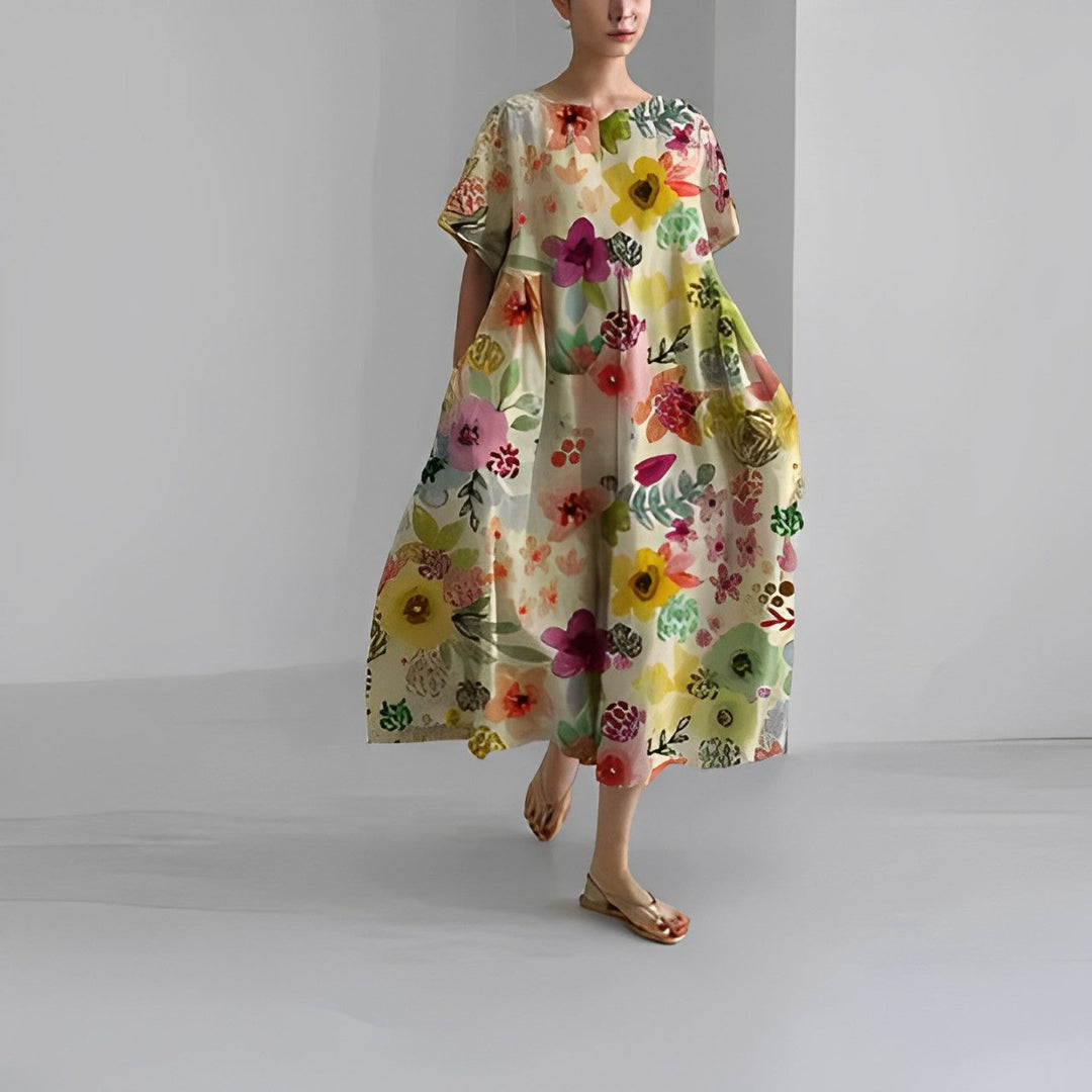 Avela™ - Boho Floral Spring Dress With Tummy Coverage