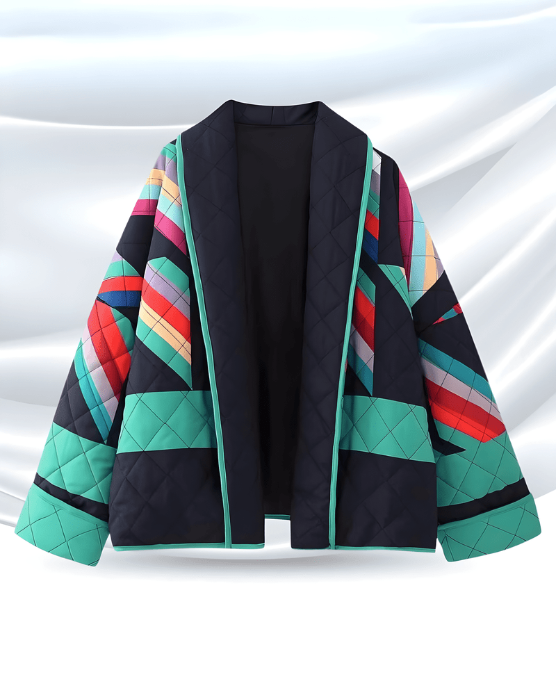 Alina - Oversized vintage jacket with vibrant patchwork design