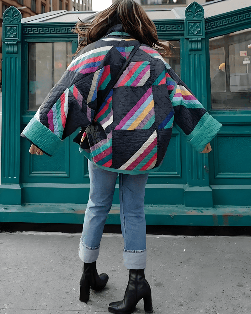 Alina - Oversized vintage jacket with vibrant patchwork design