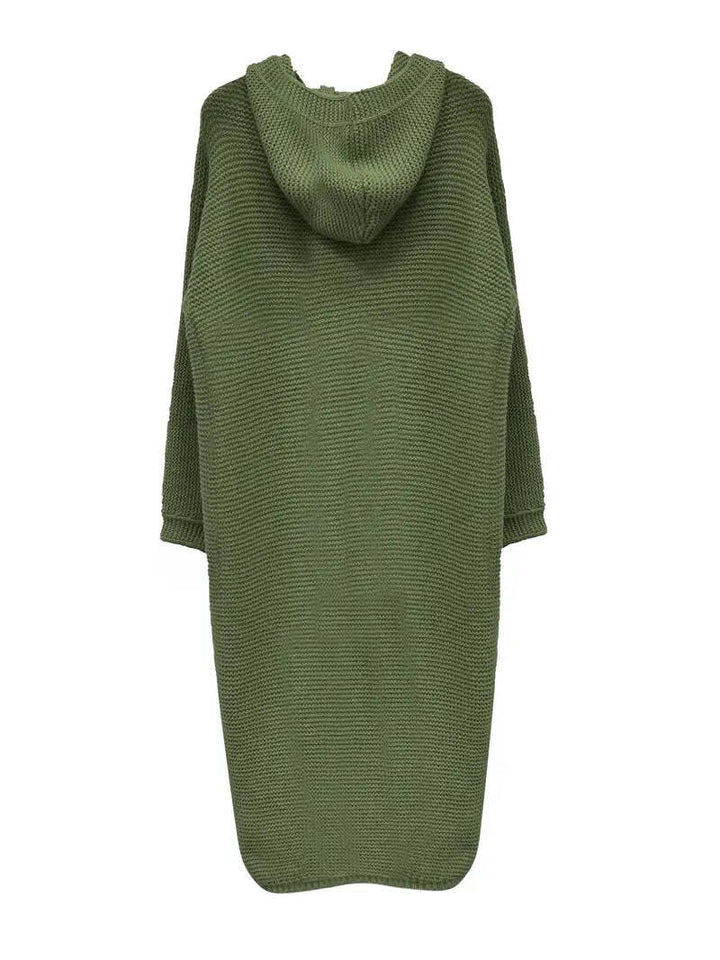 Freda - Long and warm knitted cardigan with hooded design