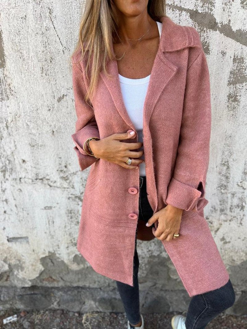 Jill - Casual long coat with lapels for stylish layering
