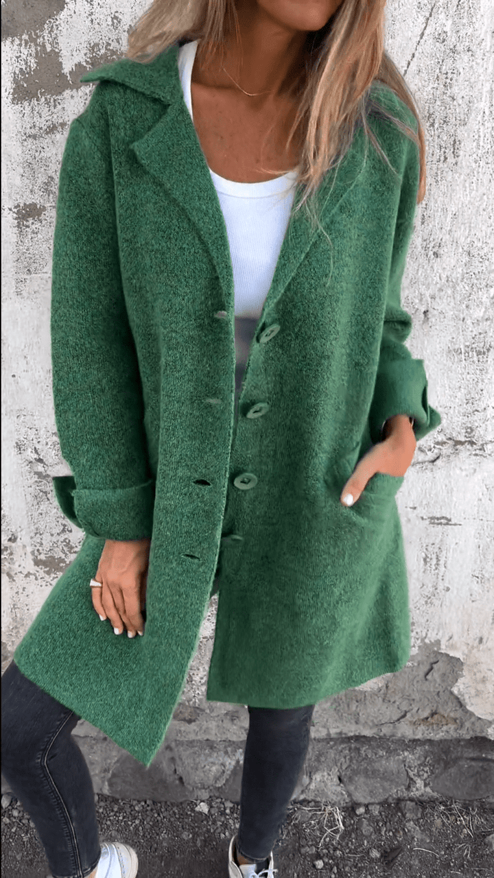 Jill - Casual long coat with lapels for stylish layering
