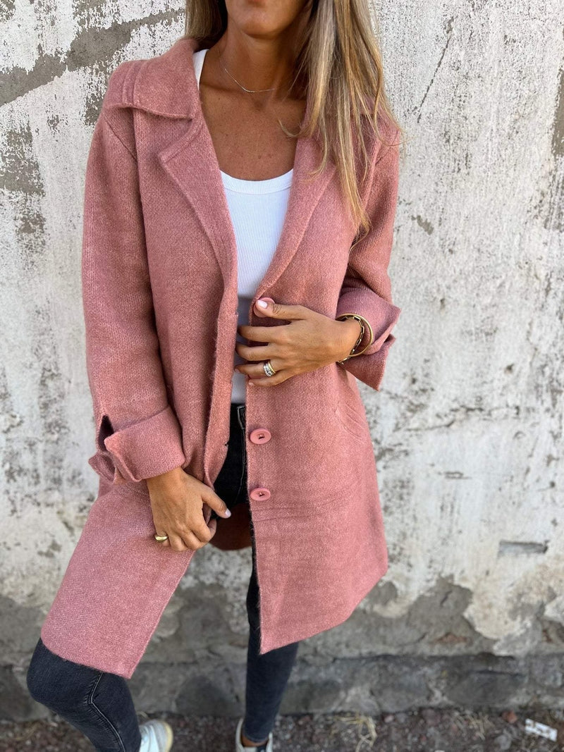 Jill - Casual long coat with lapels for stylish layering