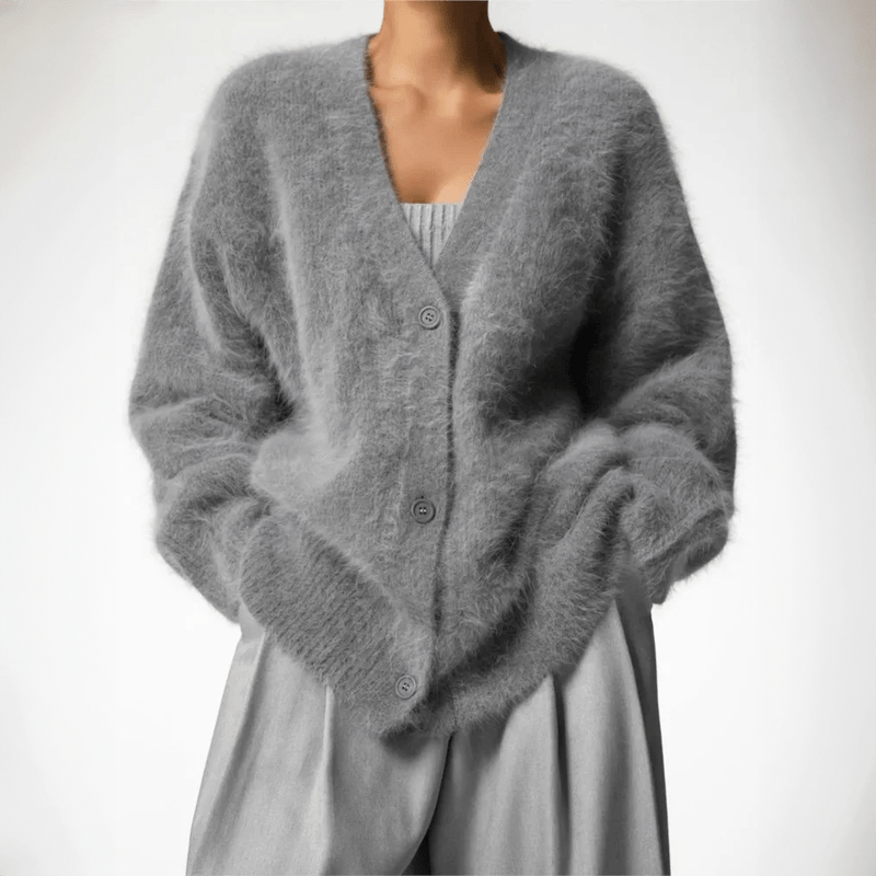Lily - Luxurious cashmere couture cardigan with fur lining