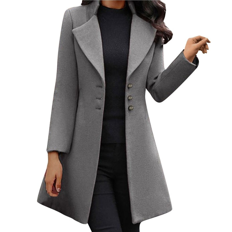 Margot - Stylish long sleeve wool coat for chic winter warmth