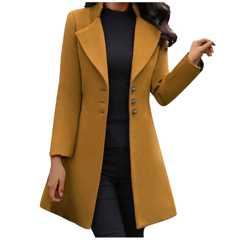 Margot - Stylish long sleeve wool coat for chic winter warmth