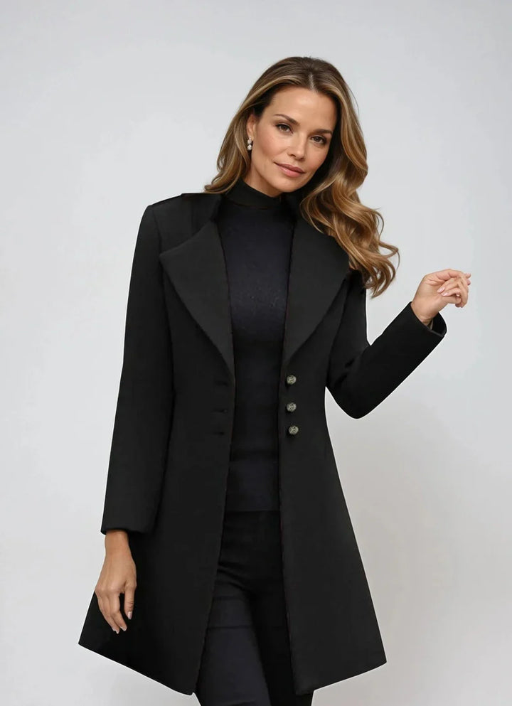 Margot - Stylish long sleeve wool coat for chic winter warmth