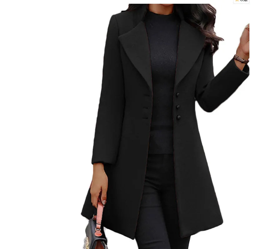 Meadow - Elegant Women's Wool Coat with Collar