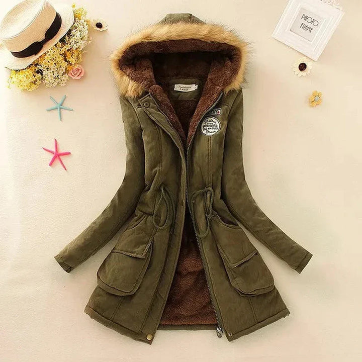 Sophia - Stylish hooded parka with embroidery