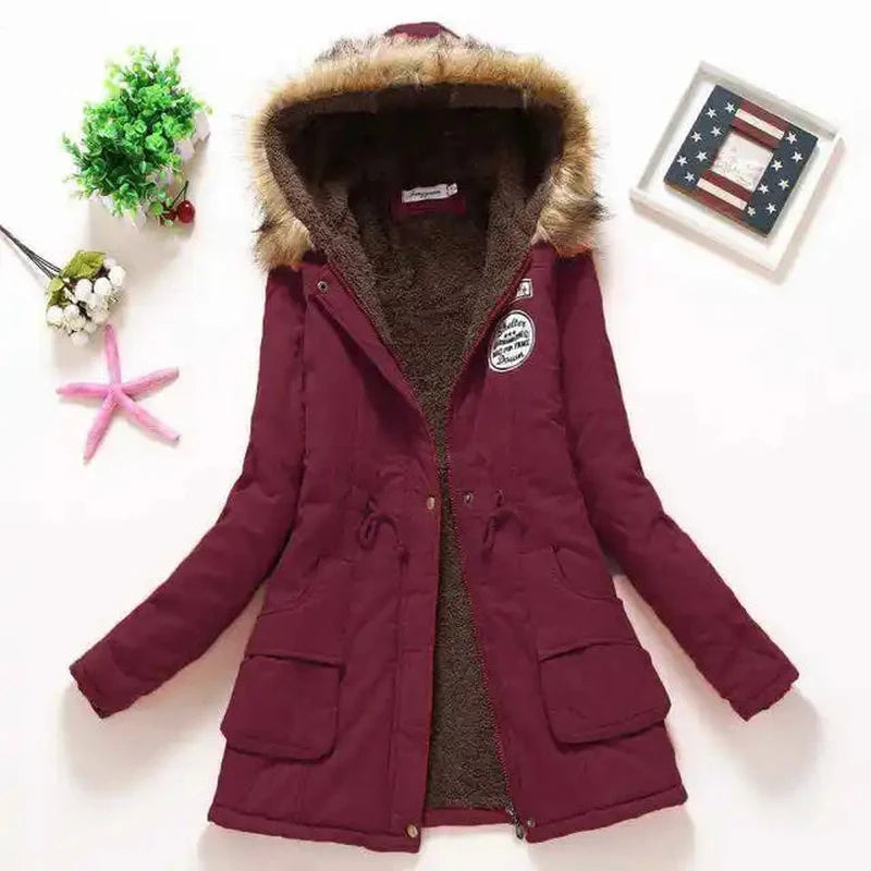 Sophia - Stylish hooded parka with embroidery
