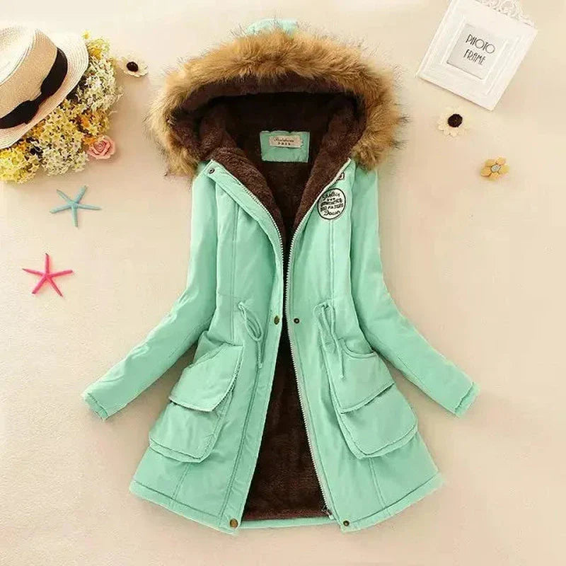 Sophia - Stylish hooded parka with embroidery
