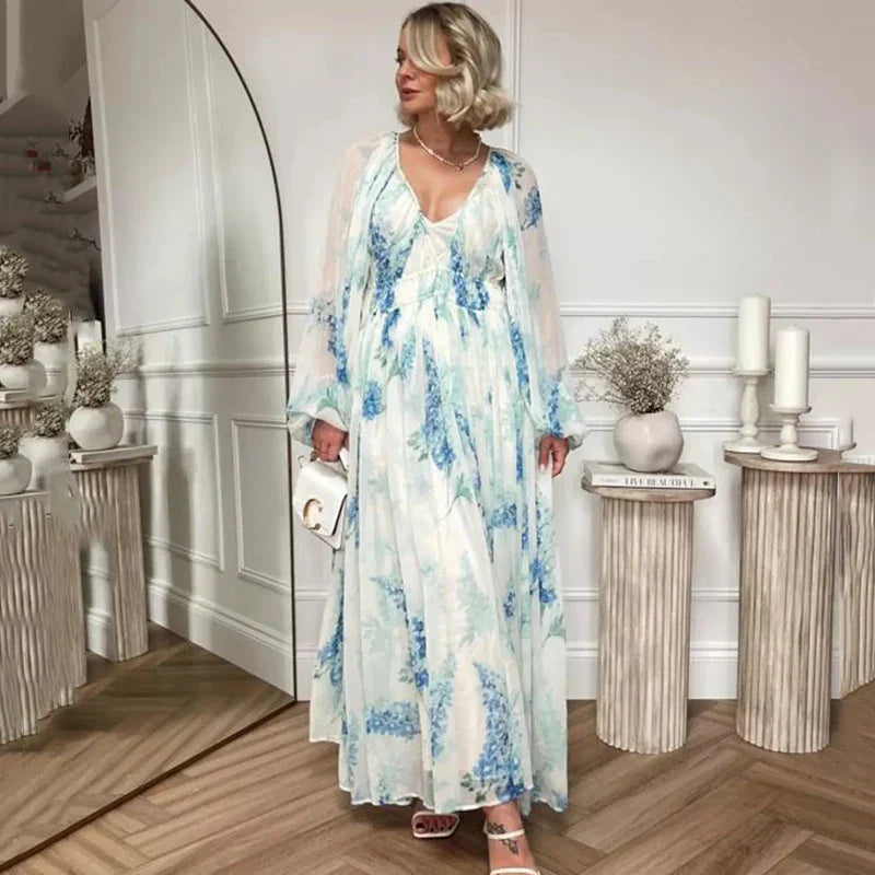 DANAYA – DRAWSTRING WAIST FLORAL MAXI DRESS 💐✨