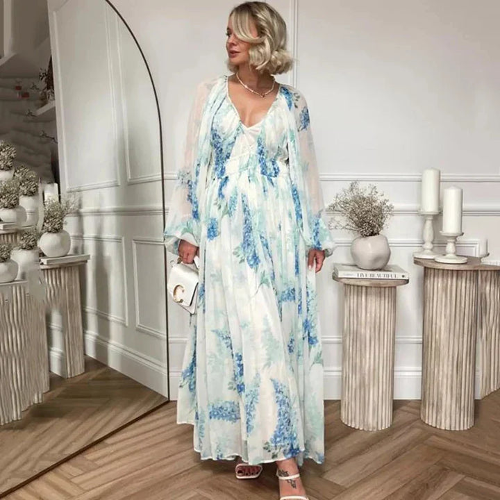 DANAYA – DRAWSTRING WAIST FLORAL MAXI DRESS 💐✨