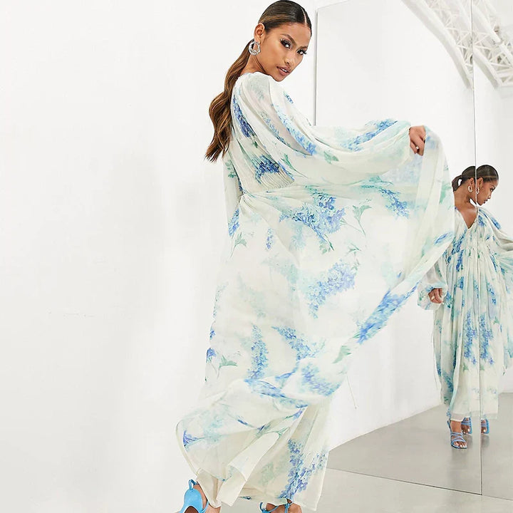 DANAYA – DRAWSTRING WAIST FLORAL MAXI DRESS 💐✨