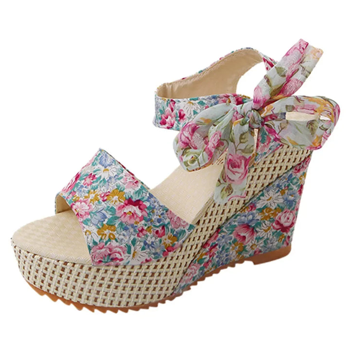 Lily™ Floral Lace-Up Wedge Sandals