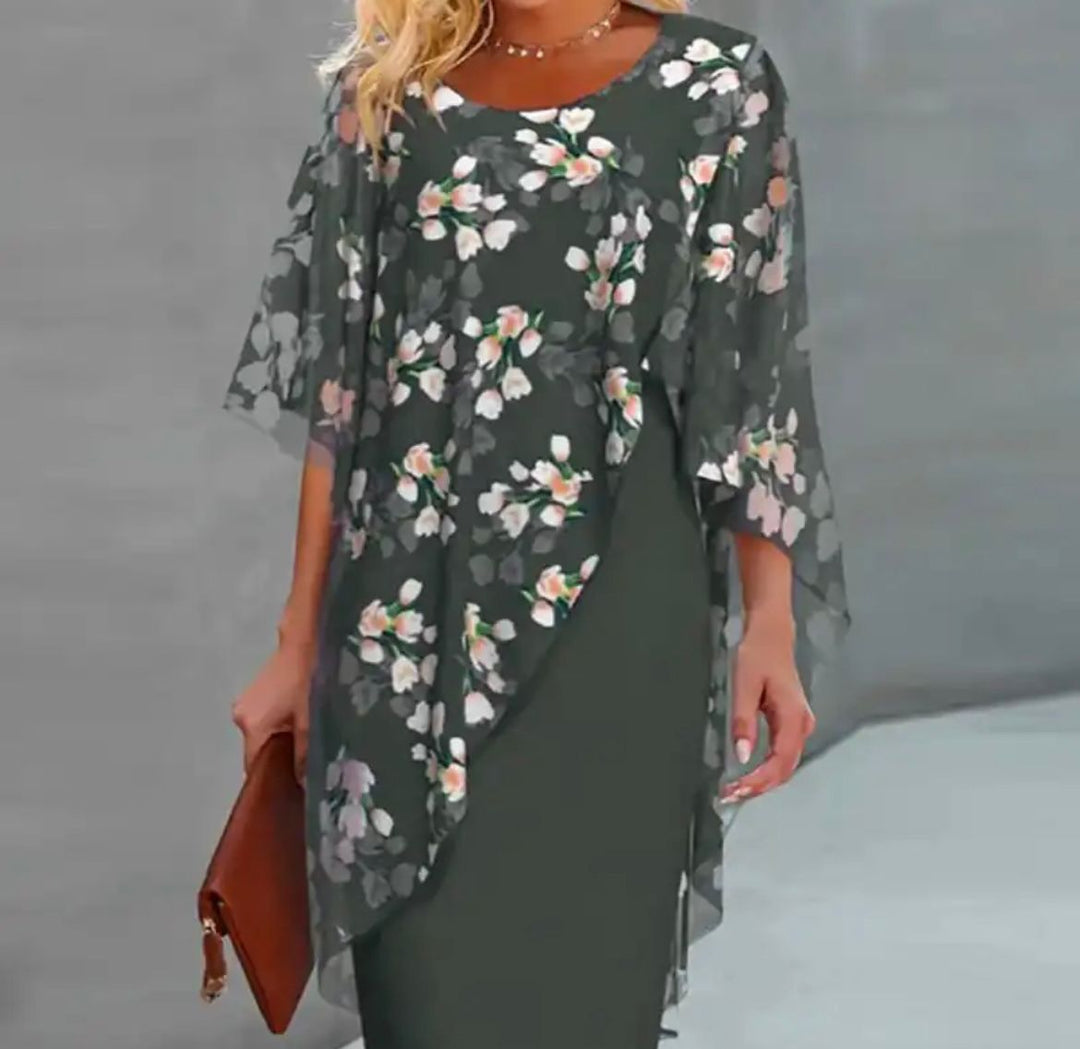 Liana - Floral Dress with Flattering Tummy Coverage