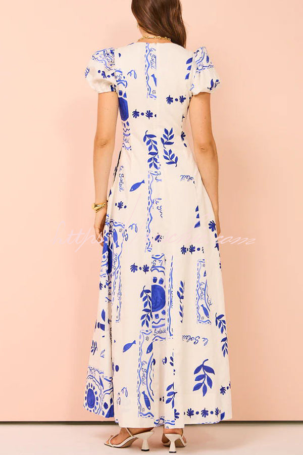 SOPHIA – ELEGANT BLUE FLORAL MAXI DRESS 🌸✨