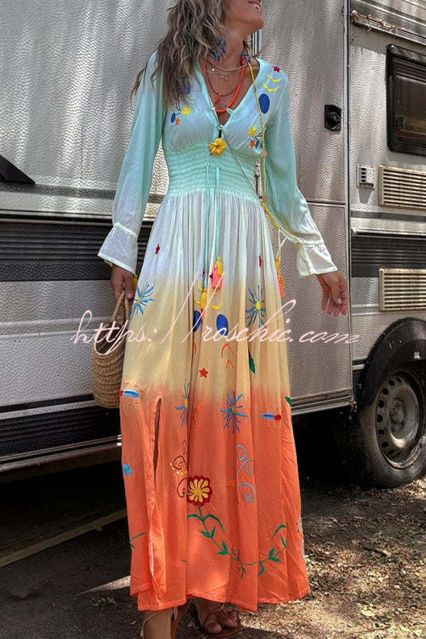 SIENNA – SUNSET OMBRE FLORAL MAXI DRESS 🌅✨