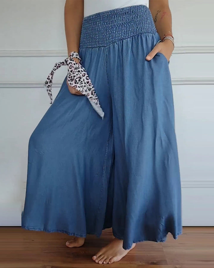Maya | Flowy Wide-Leg Pants with Smocked Waist