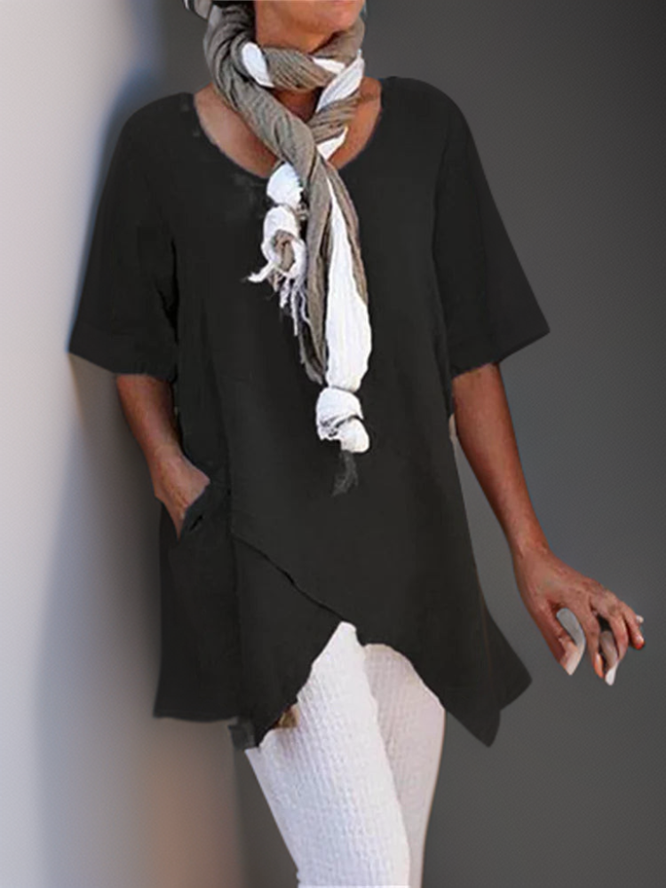 Maggie┃Cross-cut hem A-line Relaxed tunic