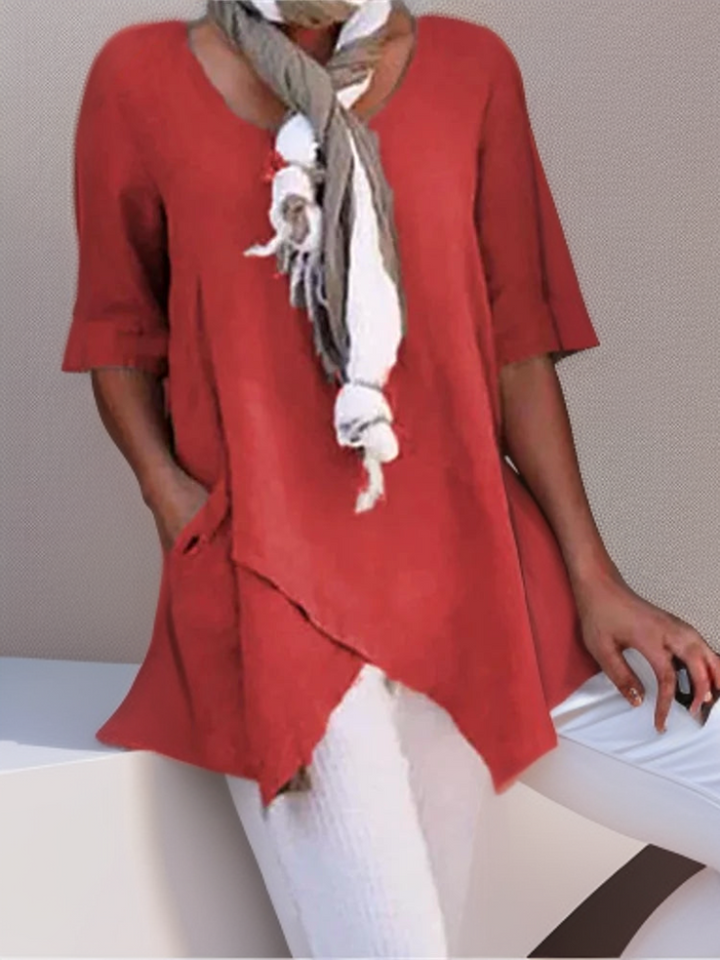 Maggie┃Cross-cut hem A-line Relaxed tunic