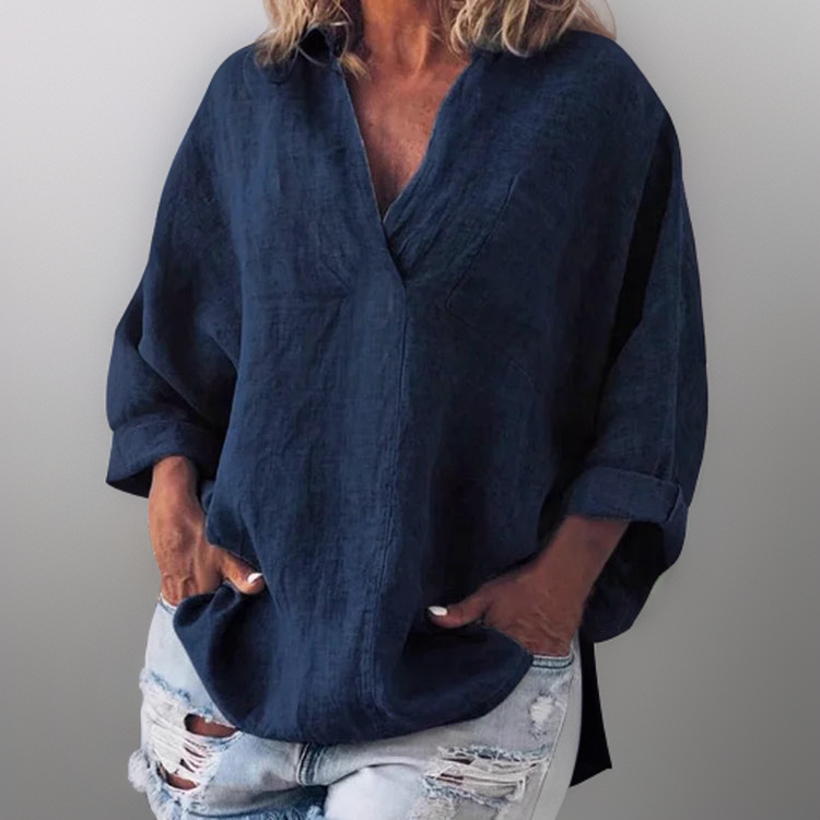 Lorie┃Comfortable long sleeve shirt with V-neckline