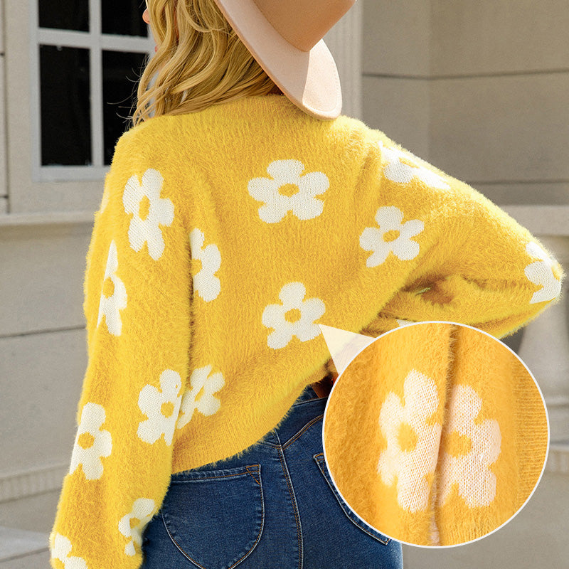 Nikita - Trendy Floral Knit Cardigan Sweater