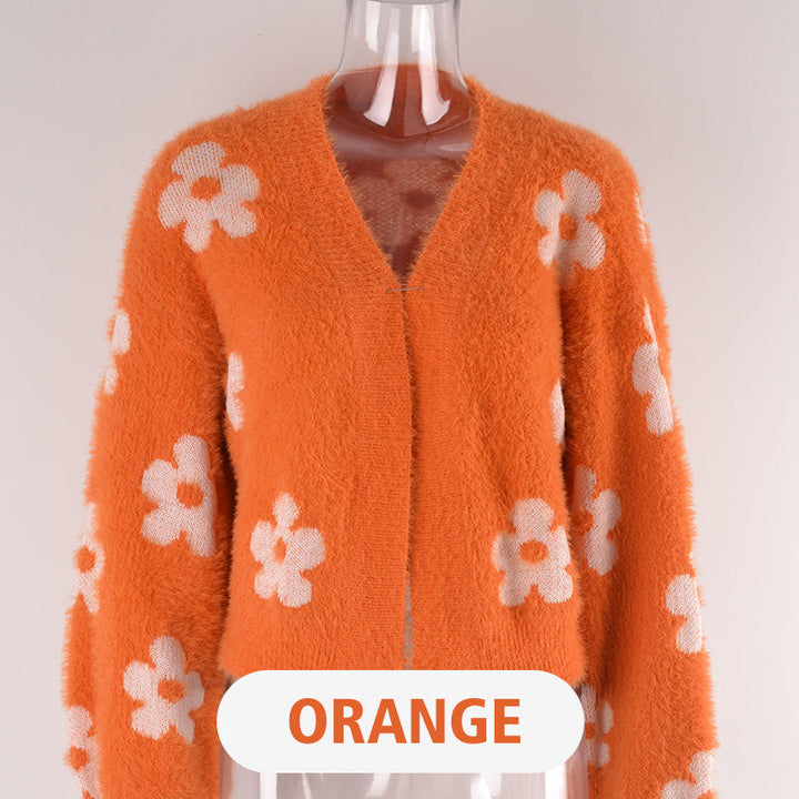 Nikita - Trendy Floral Knit Cardigan Sweater