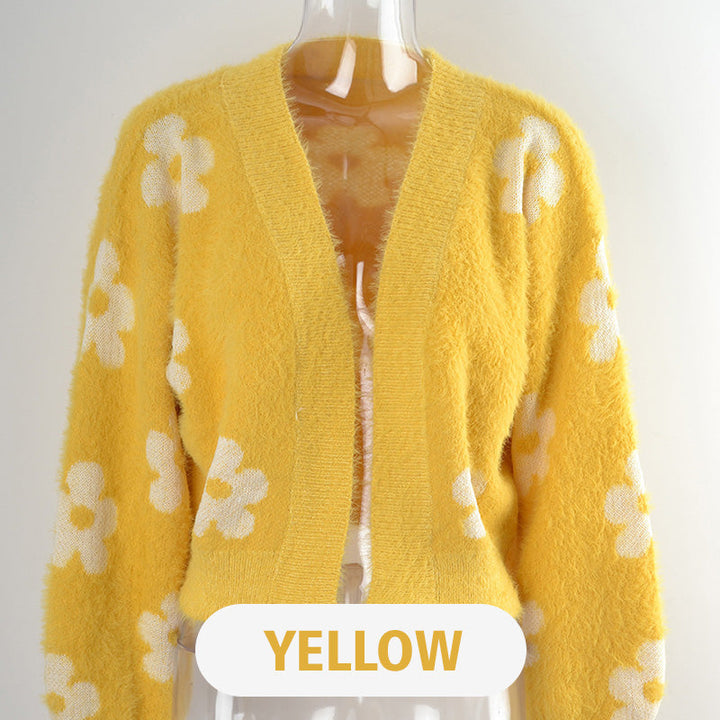 Nikita - Trendy Floral Knit Cardigan Sweater
