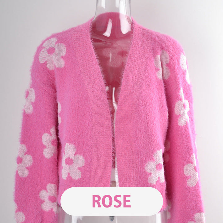 Nikita - Trendy Floral Knit Cardigan Sweater