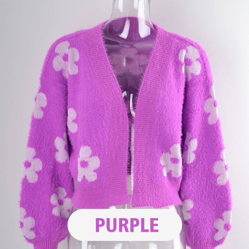 Nikita - Trendy Floral Knit Cardigan Sweater