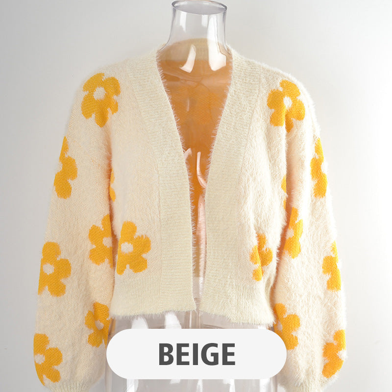 Nikita - Trendy Floral Knit Cardigan Sweater
